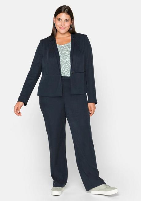 Sheego Blazer In Kurzform Mit Tiefem Reverskragen - Nachtblau Sheego