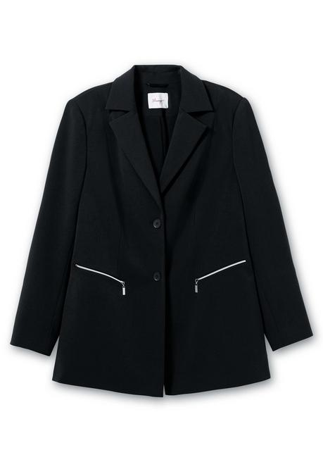 Sheego Blazer Mit Reißverschluss-Taschen - Schwarz Sheego