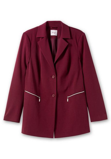 Sheego Blazer Mit Reißverschluss-Taschen - Weinrot Sheego