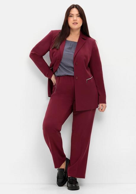Sheego Blazer Mit Reißverschluss-Taschen - Weinrot Sheego