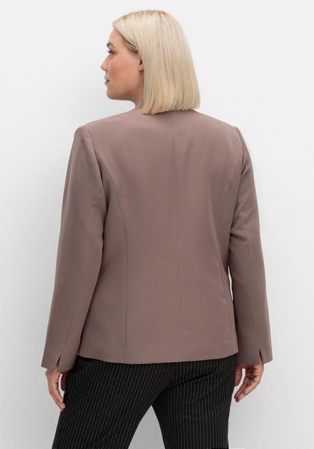 Sheego Blazer Mit Stehkragen Und Kontrast-Zipper - Dunkeltaupe Sheego