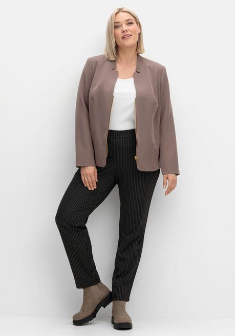 Sheego Blazer Mit Stehkragen Und Kontrast-Zipper - Dunkeltaupe Sheego