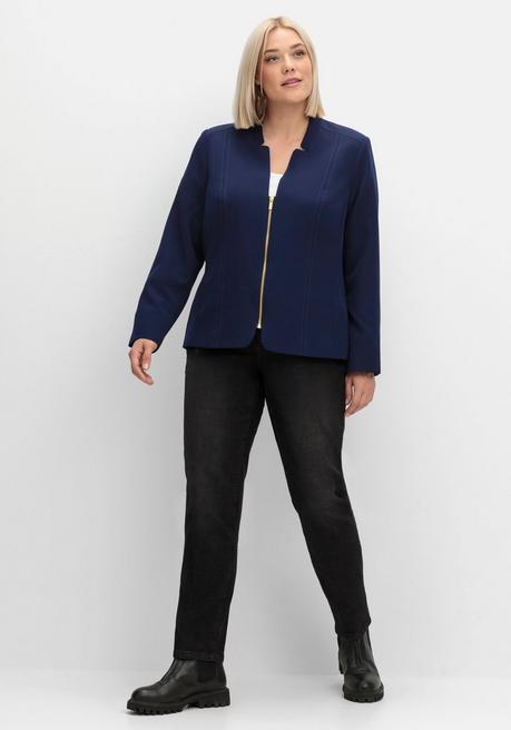 Sheego Blazer Mit Stehkragen Und Kontrast-Zipper - Marine Sheego