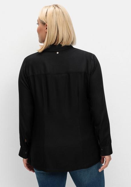 Sheego Bluse Aus Weich Fließendem Viskose-Twill - Schwarz Sheego
