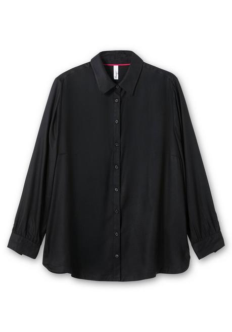 Sheego Bluse Aus Weich Fließendem Viskose-Twill - Schwarz Sheego