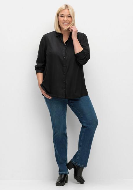 Sheego Bluse Aus Weich Fließendem Viskose-Twill - Schwarz Sheego