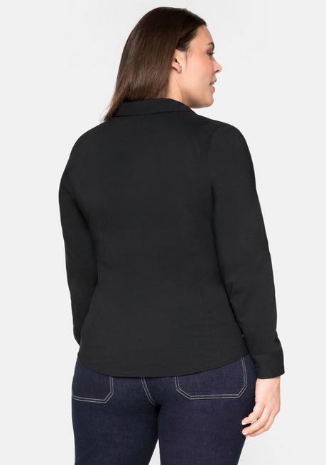 Sheego Bluse In Leicht Tailliertem Schnitt, Mit Stretchanteil - Schwarz Sheego