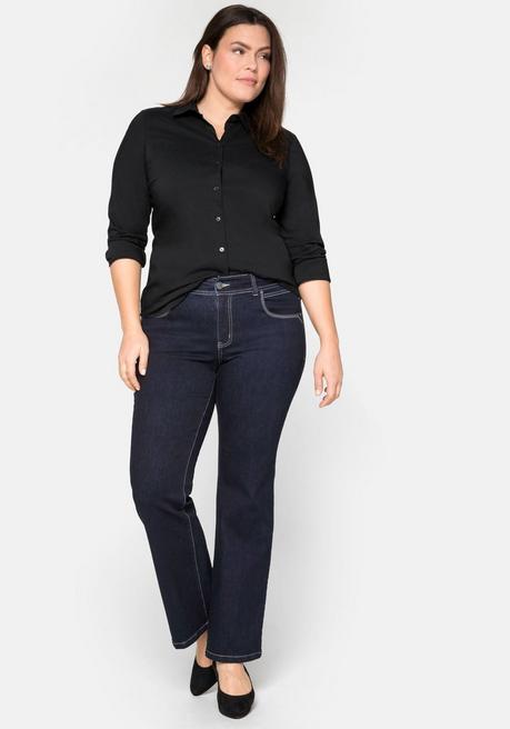 Sheego Bluse In Leicht Tailliertem Schnitt, Mit Stretchanteil - Schwarz Sheego