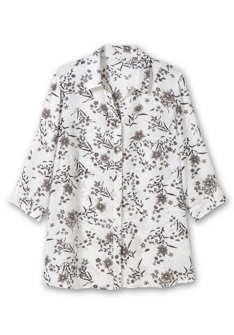Sheego Bluse In Leichter A-Linie, Mit Floralem Print - Weiß Gemustert Sheego