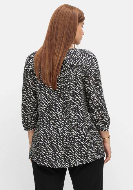 Sheego Bluse In Petite Passform, Mit Alloverdruck - Nachtblau Gemustert Sheego