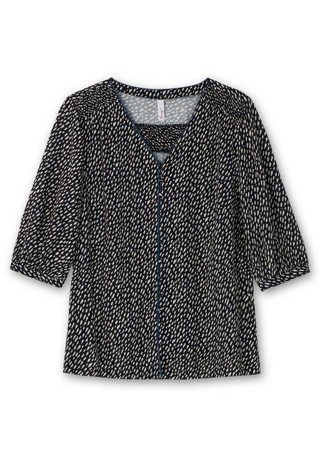 Sheego Bluse In Petite Passform, Mit Alloverdruck - Nachtblau Gemustert Sheego