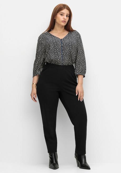 Sheego Bluse In Petite Passform, Mit Alloverdruck - Nachtblau Gemustert Sheego