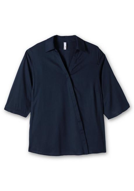 Sheego Bluse In Wickeloptik, Mit 3/4-Arm - Nachtblau Sheego