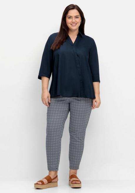 Sheego Bluse In Wickeloptik, Mit 3/4-Arm - Nachtblau Sheego