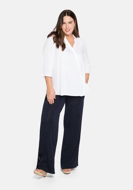 Sheego Bluse In Wickeloptik, Mit 3/4-Arm - Weiß Sheego