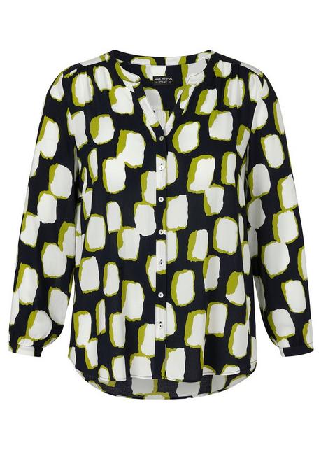 VIA APPIA DUE Bluse mit Alloverdruck und Manschettenärmel - blau gemustert sheego