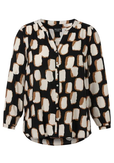VIA APPIA DUE Bluse Mit Alloverdruck Und Manschettenärmel - Schwarz Gemustert Sheego
