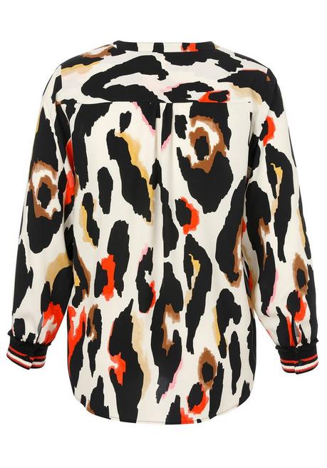 VIA APPIA DUE Bluse Mit Animal-Alloverdruck Und Ringelbündchen - Creme Gemustert+schwarz Sheego