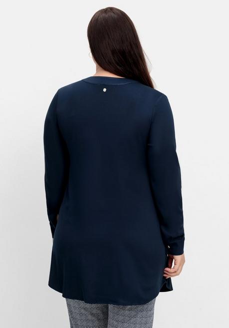 Sheego Bluse Mit Druckknöpfen Und Rundhalsausschnitt - Nachtblau Sheego