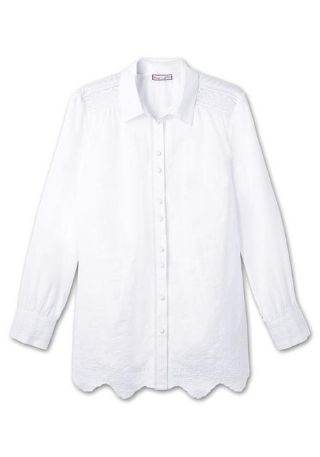 Sheego By Joe Browns Bluse Mit Floralen Stickereien Und Wellensaumkante - Weiß Sheego