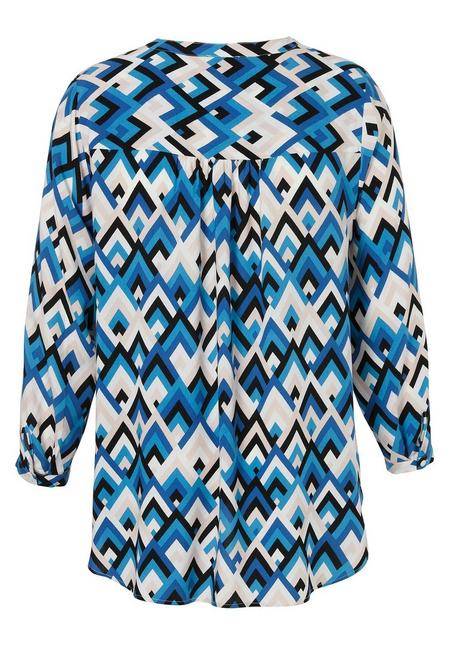 VIA APPIA DUE Bluse Mit Grafikprint Und Rundhalsausschnitt - Blau Gemustert Sheego