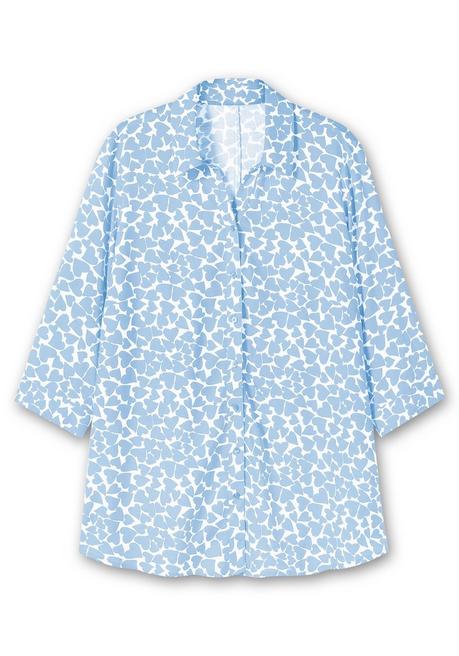 Sheego Bluse Mit Herz-Alloverprint Und 3/4-Ärmeln - Blau Gemustert Sheego