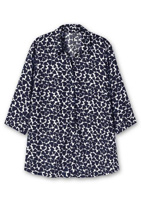 Sheego Bluse Mit Herz-Alloverprint Und 3/4-Ärmeln - Marine Gemustert Sheego