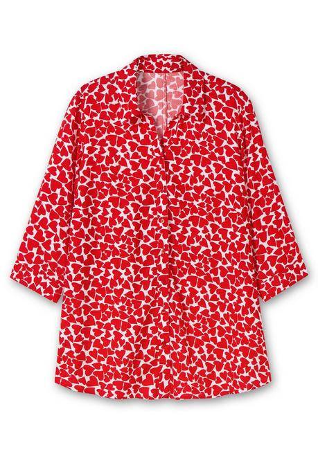 Sheego Bluse Mit Herz-Alloverprint Und 3/4-Ärmeln - Rot Gemustert Sheego