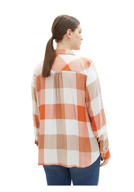 TOM TAILOR Plus Bluse Mit Karomuster, Aus Viskose - Orange Bedruckt Sheego