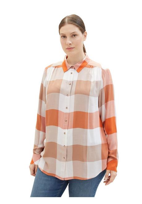 TOM TAILOR Plus Bluse mit Karomuster, aus Viskose - orange bedruckt sheego