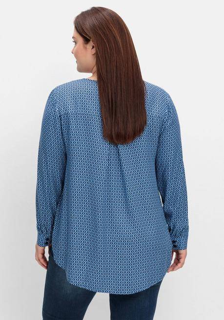 Sheego Bluse Mit Minimalprint, In Leichter A-Linie - Tiefblau Gemustert Sheego