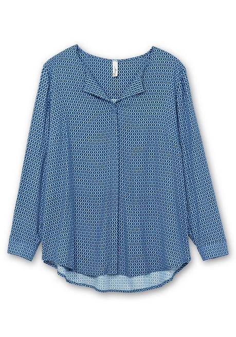 Sheego Bluse Mit Minimalprint, In Leichter A-Linie - Tiefblau Gemustert Sheego