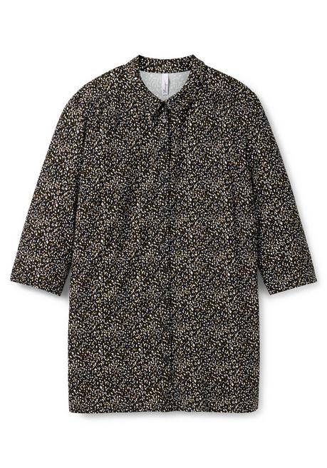 Sheego Bluse Mit Minimalprint Und 3/4-Ärmeln - Schwarz Gemustert Sheego