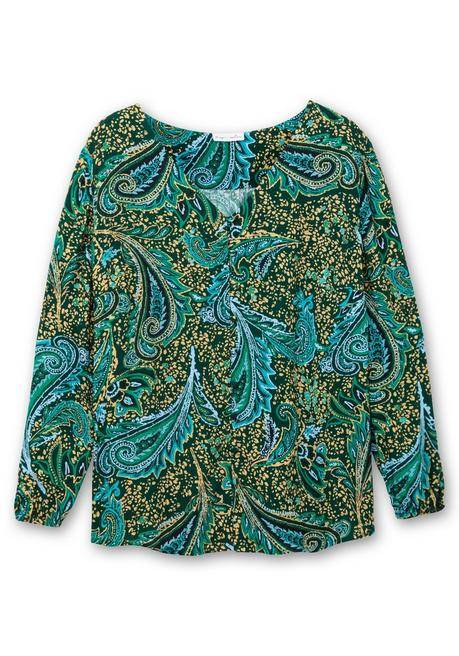 Sheego By Joe Browns Bluse Mit Paisleydruck Und V-Ausschnitt - Tiefgrün Gemustert Sheego