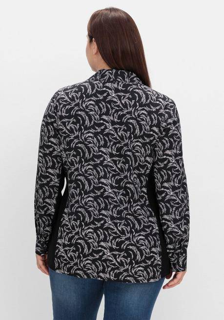 Sheego Bluse Mit Print Und Elastischen Einsätzen - Schwarz-weiß Gemustert Sheego