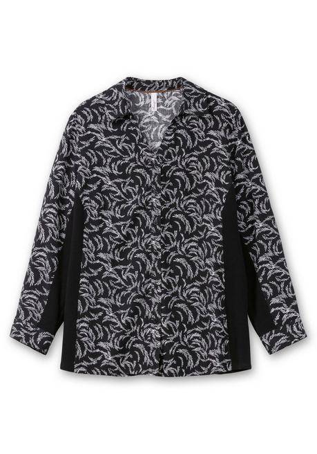 Sheego Bluse Mit Print Und Elastischen Einsätzen - Schwarz-weiß Gemustert Sheego