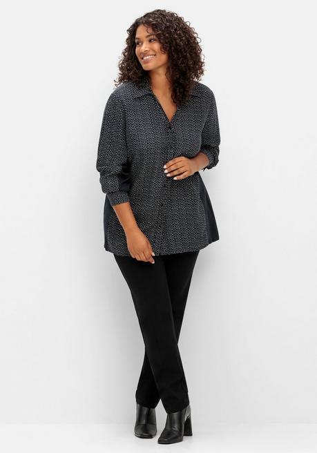 Sheego Bluse Mit Print Und Elastischen Einsätzen - Schwarz Gemustert Sheego