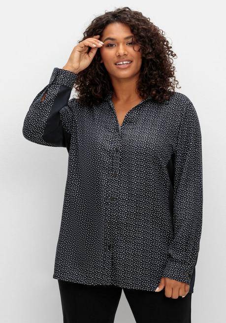 Sheego Bluse Mit Print Und Elastischen Einsätzen - Schwarz Gemustert Sheego