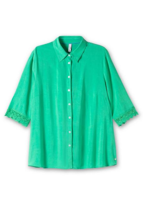 Sheego Bluse Mit Spitzenkante Am Ärmelsaum - Blattgrün Sheego