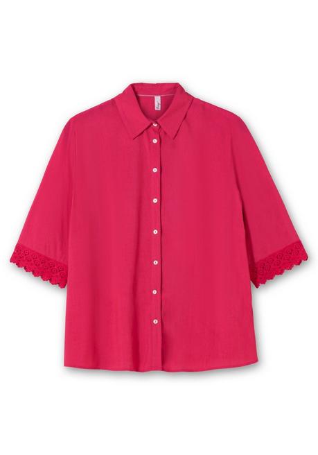 Sheego Bluse Mit Spitzenkante Am Ärmelsaum - Magenta Sheego