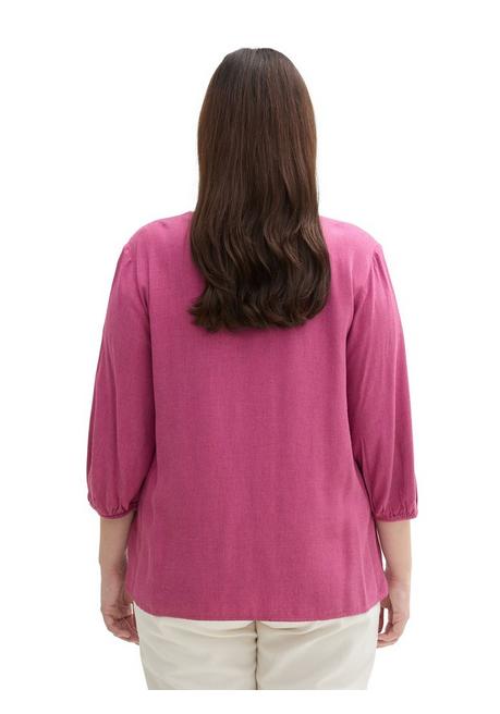 TOM TAILOR Plus Bluse Mit V-Ausschnitt Und 3/4-Arm - Beere Sheego