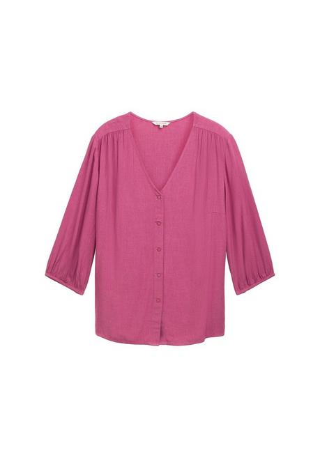 TOM TAILOR Plus Bluse Mit V-Ausschnitt Und 3/4-Arm - Beere Sheego