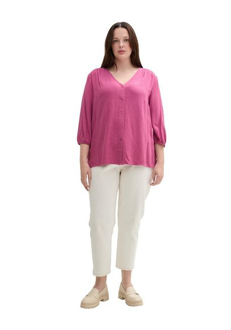TOM TAILOR Plus Bluse Mit V-Ausschnitt Und 3/4-Arm - Beere Sheego