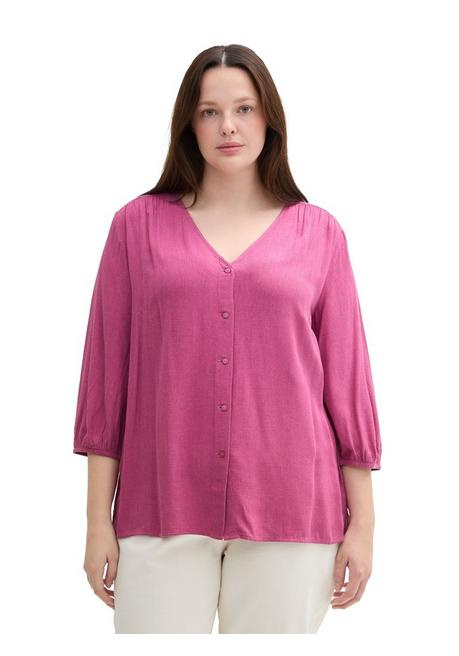 TOM TAILOR Plus Bluse mit V-Ausschnitt und 3/4-Arm - beere sheego