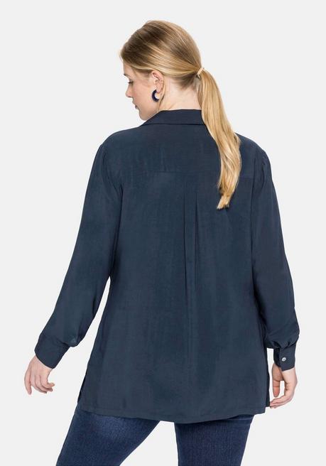 Sheego Bluse Mit V-Ausschnitt Und Brusttaschen - Nachtblau Sheego