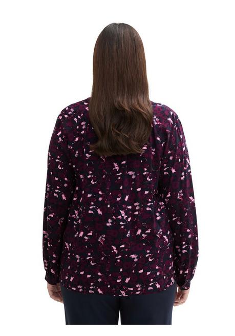 TOM TAILOR Plus Bluse Mit V-Schlitz Und Alloverprint - Beere Gemustert Sheego