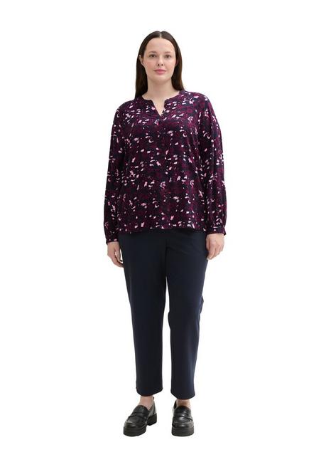TOM TAILOR Plus Bluse Mit V-Schlitz Und Alloverprint - Beere Gemustert Sheego