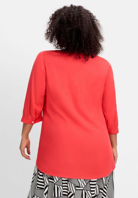 Sheego Bluse Mit Ziertape Am V-Ausschnitt - Rot Sheego