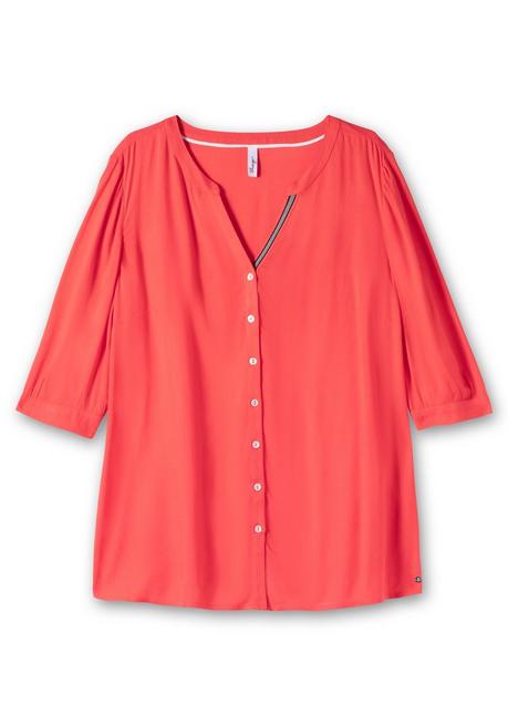 Sheego Bluse Mit Ziertape Am V-Ausschnitt - Rot Sheego