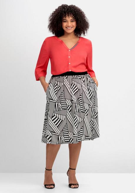 Sheego Bluse Mit Ziertape Am V-Ausschnitt - Rot Sheego